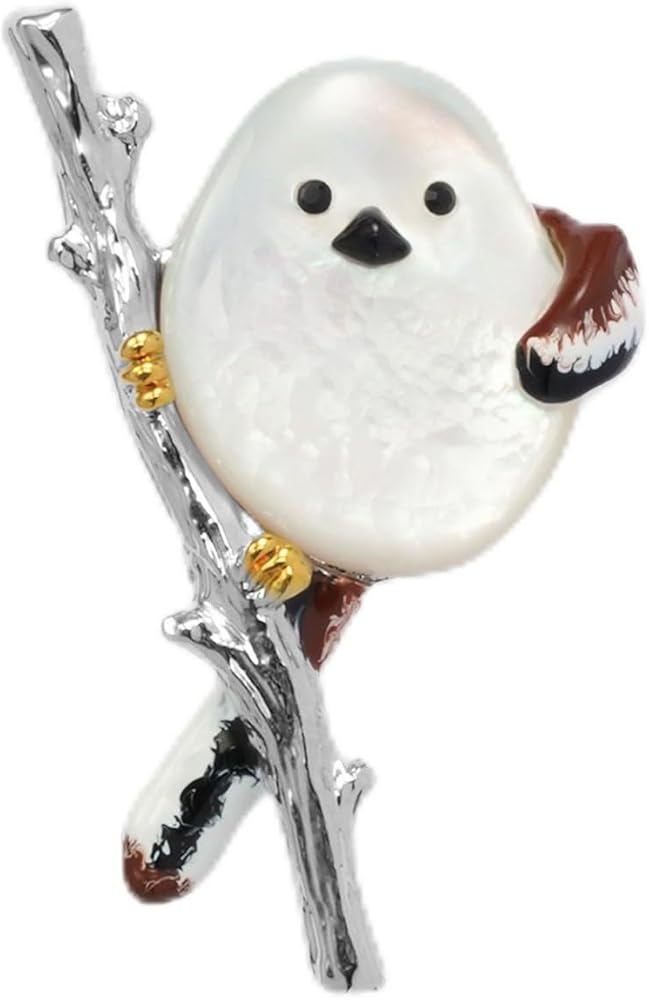 Amazon | [ヴァンドームブティック]白蝶貝 シマエナガ ブローチ